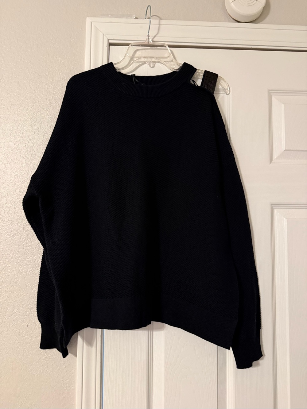 DKNY Black Crewneck Pullover Sweater - Shoulder Cut Out